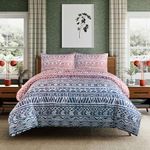 Style Quarters Duvet Cover Queen-Pink Blue Gradient Duvet Cover Set,3 Pieces Soft Bedding Sets Queen Size,100% Washed Microfiber Duvet Cover with Zipper Closure and Corner Ties for All Season