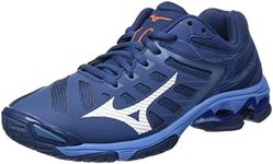 Mizuno Men's Wave Voltage Sneaker, DarkDenim/Wht/BlueJasper, 5 UK