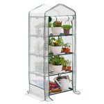 Bramble - 4 Tier Mini Compact Greenhouse, 5.25ft Tall - Reinforced PVC Cover, Easy No Tool Assembly Steel Frame, for Small Garden to Grow House Plants, Fruits, Vegetables