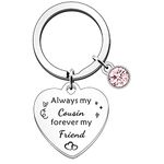 JETTOP Cousin Gifts for Women Girl Cousin Keyring Keychain for Cousin Christmas Birthday Graduation Gifts Always My Cousin Forever My Friend