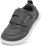 Toddler Wide Toe Box Shoes Boys Barefoot Shoe Boy Sneakers Kids Tennis Shoes Preschool Non Slip Lightweight Comfortable First Walking Running Outdoor Activities Dark Grey Infant Size 4