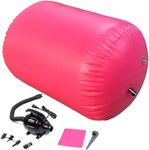 Inflatable Gymnastics Air Track Mat 10ft 13ft 16ft 20ft 4/8 Inch Thickness Tumbling Mat Tumble Track Air Barrel Gymnastics Roller with Electric Air Pump(40x31.5,pink)