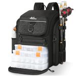 MoKo Fishing Backpack Bag, Large 40L Tackle Backpack with Rod Holders & Bait Binder Storage Fishing Gear and Equipment for Hiking Camping, Gifts for Men Father, Black
