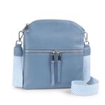 befen Genuine Leather Shoulder Bags for Women, Medium Multi Pocket Crossbody Purses Bag with Wide Adjustable Strap-Light Blue