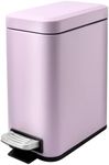 Mini Slim Bathroom Trash Can, 1.3 Gallon Stainless Steel Step Garbage Container Bin with Soft Close Lid, Small Foot Pedal Garbage Can for Bathroom Kitchen Powder Room Office (Pink)