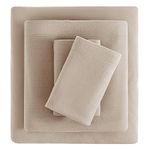 Viviland Plush Micro Fleece Bed Sheet Set - Soft Fuzzy Polar Fleece Velour Velvet Sheets - Extra Warm Winter Fleece Bed Sheets with Deep Pocket - Sand/Beige - King