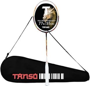 TANSO Wild Fire Full Graphite Ultra Light Weight Carbon Fibre Strung Badminton Racket (35 Lbs Tension,6.5mm ultra slim shaft, 77 Grams, Strung with premium strings and full racquet cover) (Aggressive)