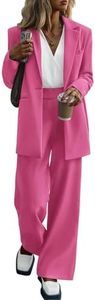 KIRUNDO Women Suits 2 Piece Set Business Casual Dressy Oversized Blazer Jacket and Wide Leg Dress Pantsuits Formal Outfits(Rose Red, XX-Large)