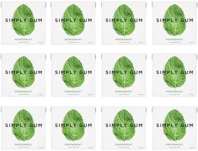 Simply Gum | Peppermint | Plant- Based Chewing Gum | Pack of 12 (180 Pieces Total) | Synthetic Free + Aspartame Free + non GMO