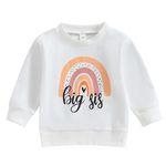 Toddler Girls Big Sister Sweatshirt Little Sis Matching Outfit Baby Boy Brother Long Sleeve T Shirts Tops Lil BRO Tees Clothes (Rainbow-White, 12-18 Months)