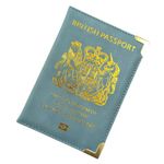 SamHeng British Passport Holder, Portable UK Passport Cover for Women Men, PU Leather Travel Wallet Case Organiser for Passport Credit Cards Boarding Passes (Blue)