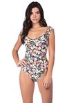 Lucky Brand Women's Late Bloomer Off The Shoulder One Piece Swimsuit, Multi Colored, XS