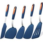 To encounter 5 Pieces Silicone Spatula Set, Non-Stick Silicone Turner Spatulas, Heat Resistance Cooking Utensils, Flip Turner for Fish, Egg, Pancake, Navy Blue