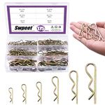 Swpeet 175Pcs 6 Sizes Mixed Zinc Plated Steel Cotter Pin Hair Pin Hitch Pin R Shape Clips Fastener Fitting Assortment Kit, Multiple Sizes Hair Pins R Clips Fastener Set for Use on Hitch Pin