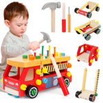 twoonto Kids Tool Set, Wooden Montessori Toys Kids Tool Box Children's Workbench, Montessori Tool Case for Kids Educational Toys Exercise Fine Motor Skills for Boy Girl 3 4 5 6 Years Old