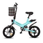 Bodywel T16 Folding Electric Bike, 16" Portable Bike with 36V/10.4Ah Battery, 250W Motor, 4.5" LED Display, Full Suspension, APP Bluetooth, Unisex Adult