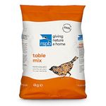 RSPB Wild Bird 4kg Table Seed Mix, Black & Striped Sunflower Seeds, Sunflower Hearts, Husk free Oats, Kibbled Maize & Wheat