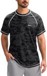 Pudolla Men's Swim Shirts Rash Guard Shirts for Men UPF 50+ Sun Protection T-Shirts Quick Dry Beach Surf Water Shirt, Black Camo