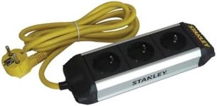 Stanley 3-Way Power Strip, 3 x Earthing Contact Sockets 3680 W, 2 Metres PVC Cable, Aluminium Housing