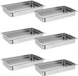 RIEDHOFF 6 Pack Table Pan, 2.5-inch Deep, Food Grade Stainless Steel Pan Set with Handles for Catering &Party