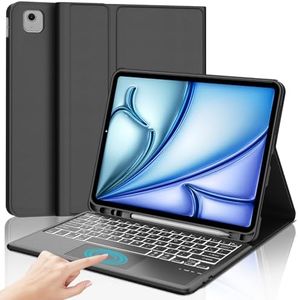JADEMALL Cover Tastiera con Trackpad per iPad Air 13" 2024 M2, Italiano ‎QWERTY Tastiera Retroilluminata Bluetooth Staccabile con Touchpad per iPad Air 13 2024 (M2), Nero