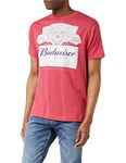 Budweiser Men's Label T-Shirt, Red (Red Red), S