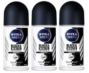 Nivea for Men Invisible for Black and White 48 Hours Deodorant Roll on 50 Ml. 3 Pack l