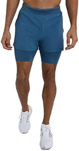 TCA Men's Flyweight 2 in 1 Lightweight Running/Gym Shorts with Pockets - Iron Blue, XX-Large