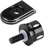 Qiilu Motorcycle Rear Seat Bolt Tab Cover, Black Aluminum, Universal Fit for Harley