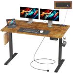 JOISCOPE Height Adjustable Desk, 120cm Electric Standing Desk with Power Outlets and USB & Tpye-C, Home Office Desks & Workstation, Easy Assemble Gaming Desk, Rustic Brown