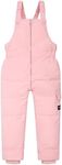 Happy Cherry - Baby Boys Girls Winter Trousers Snow Bibs Pants Toddler Overall Ski Trousers Newborn Windproof Puffer Pants Lightweight Warm Snowsuit Zipper Outfit for 0-4T, Pink, 12-18 Months