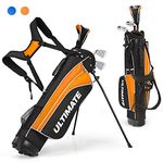 DORTALA Junior Complete Golf Club Set for Age 8 to 10, includes 3# Fairway Wood, 7# & 9# Irons, Putter, Head Cover, Golf Stand Bag, Perfect for Children, Kids, Boys & Girls, Yellow