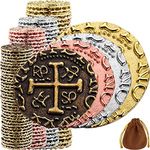 Pirate Coins - 100 Bronze, Silver, Gold & Rose Gold Treasure Coin Set, Metal Replica Spanish Doubloons for Board Games, Tokens, Cosplay - Treasure Chest - M, L, XL, XXL Sizes Mix