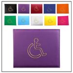 AlezyB - 1x Purple Disabled Badge Holder, PU Leather Badge Wallet Protector Disabled Parking Permit Cover Holder