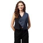 DEEBACO Women's Solid Rayon Waistcoat for Women V-Neck Button Closure Sleeveless Waist Coat With Two Pockets Party Casual Wear Ladies Nehru Jacket (Multicolor_DBWC00001263_M)