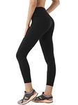 RELLECIGA Women’s Black Yoga Leggings Tummy Control Stretch Yoga Pants Size Medium