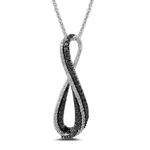 Sterling Silver Black and White Diamond Infinity Pendant Necklace (1/3 cttw), 18"