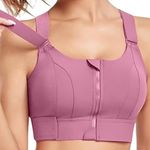 GLAMORAS Women Polyester Spandex High Impact Front Zip Sports Bra Longline Fitness Criss Cross Back Crop Tops with Adjustable Velcro Strap at Band and Shoulder for Gym, Yoga & Workout - Size: M-4XL