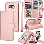 Tekcoo for Galaxy S8 Case/Galaxy S8 Wallet Case, Luxury ID Cash Credit Card Slots Holder Purse Carrying PU Leather Folio Flip Cover [Detachable Magnetic Case] & Kickstand for Samsung S8 - Rose Gold