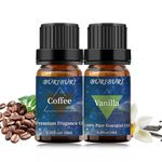 BURIBURI Vanilla Oil Coffee Essential Oil Set, 100% Pure Vanilla Essential Oil for Aromatherapy & Diffuser, Massage - 2Pcs 10ML Set