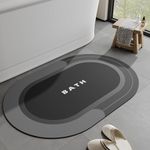 MontVoo Bathroom Mat Bath Mats for Bathroom Non Slip Absorbent Bathroom Rug Fashion Oval Bath Mat Quick Dry Washroom Mat Washable Shower Bathtub Sink Dark Grey 43X70CM