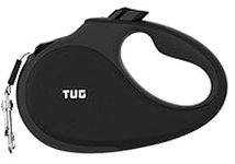 TUG 360° Tangle-Free Retractable Dog Lead for Up to 25 kg Dogs | 5 m Strong Nylon Tape/Ribbon | One-Handed Brake, Pause, Lock (Medium, Black/Grey)