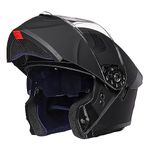 ILM Adult Motorcycle Helmet Dual Visor Flip up Modular Full Face Helmet DOT Model WS206(Matte Black,Large)