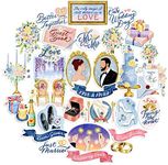 Navy Peony Blissful Wedding Planning Stickers (30 Pieces) - Love-Themed, Pastel Colors, Waterproof | Bride and Groom Stickers for Planner, Scrapbook, and Wedding Card