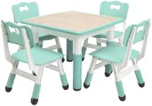 GarveeHome Kids Table and Chairs Set, Height Adjustable Desk for Ages 2-10,Arts & Crafts Table,Graffiti Desktop, Non-Slip Legs, Max 300lbs, Children Multi-Activity Table for Classrooms,Daycares,Home