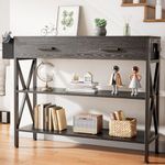 Gizoon 39" Console Table with 2 Drawers, Industrial Entryway Table with 3 Tier Storage Shelves, Narrow Sofa Table for Entry Way, Hallway, Couch, Living Room, Kitchen (Black)