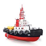 ZDYHBFE Super Work Boat RC Tugboat 2.4Ghz Radio Control Tug Boat Tow Model Fire Fighting Ship Rescue Spurt Water Fireboat