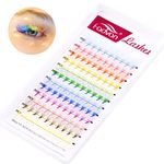 Colored Lash Extensions 12 Colors 10D Premade Fans Eyelash Extensions 13mm D Curly Color Lashes Volume Lash Extensions 0.07 professional premade lash fans (12 Color-0.07D, 13mm）