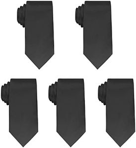 Luckyvestir 5pcs Mens Black Tie Solid Satin Neck Ties 3.15'' Formal Necktie for Wedding Business Christmas Father's Valentine's Day Gift (Black 5 pcs)