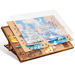 Becko US 1000 Piece Jigsaw Puzzle Board with Clear Cover, Jigsaw Puzzle Table Double Sided Board with Adjustable Wooden Storage Puzzle Easel Portable Jigsaw Puzzles Plateau for Adults and Kids